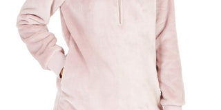 Ideology Women's Faux Fur Quarter Zip Hoodie Pink Size X-Large
