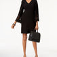 Alfani Women's V Neck Lasercut a Line Dress Black Size 6