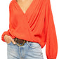 Free People Women's Check On It Faux Wrap Top Red Size Large