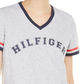 Tommy Hilfiger Women's Sport V-Neck Graphic T-Shirt Silver Size Medium
