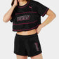 Puma Women's Modern Sports Cotton Mesh Colorblocked Cropped T-Shirt Black Size Large
