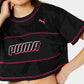 Puma Women's Modern Sports Cotton Mesh Colorblocked Cropped T-Shirt Black Size Large