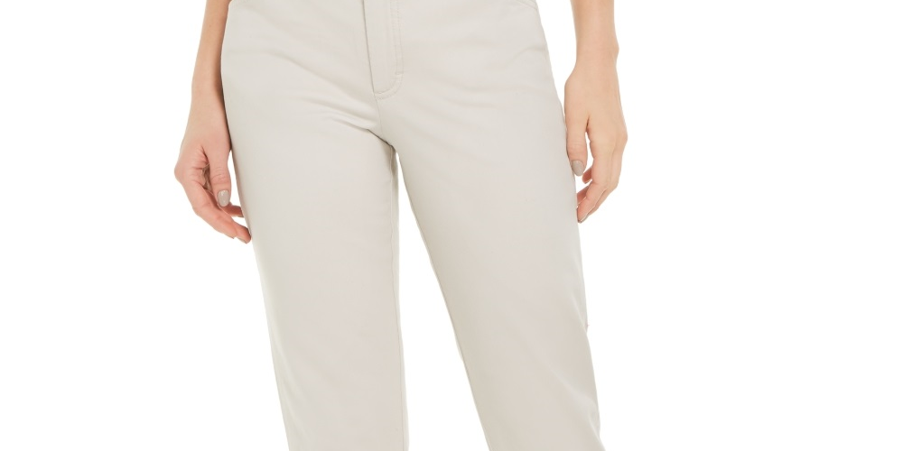 Charter Club Women's Button Cuff Tummy Control Capri Pants Beige Size 6