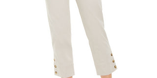 Charter Club Women's Button Cuff Tummy Control Capri Pants Beige Size 6