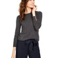 Charter Club Women's Merino Wool Button-Cuff Crewneck Sweater Gray Size XX Large