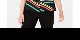 Bar III Women's Sleeveless V Neck Blouse Black Size X-Large