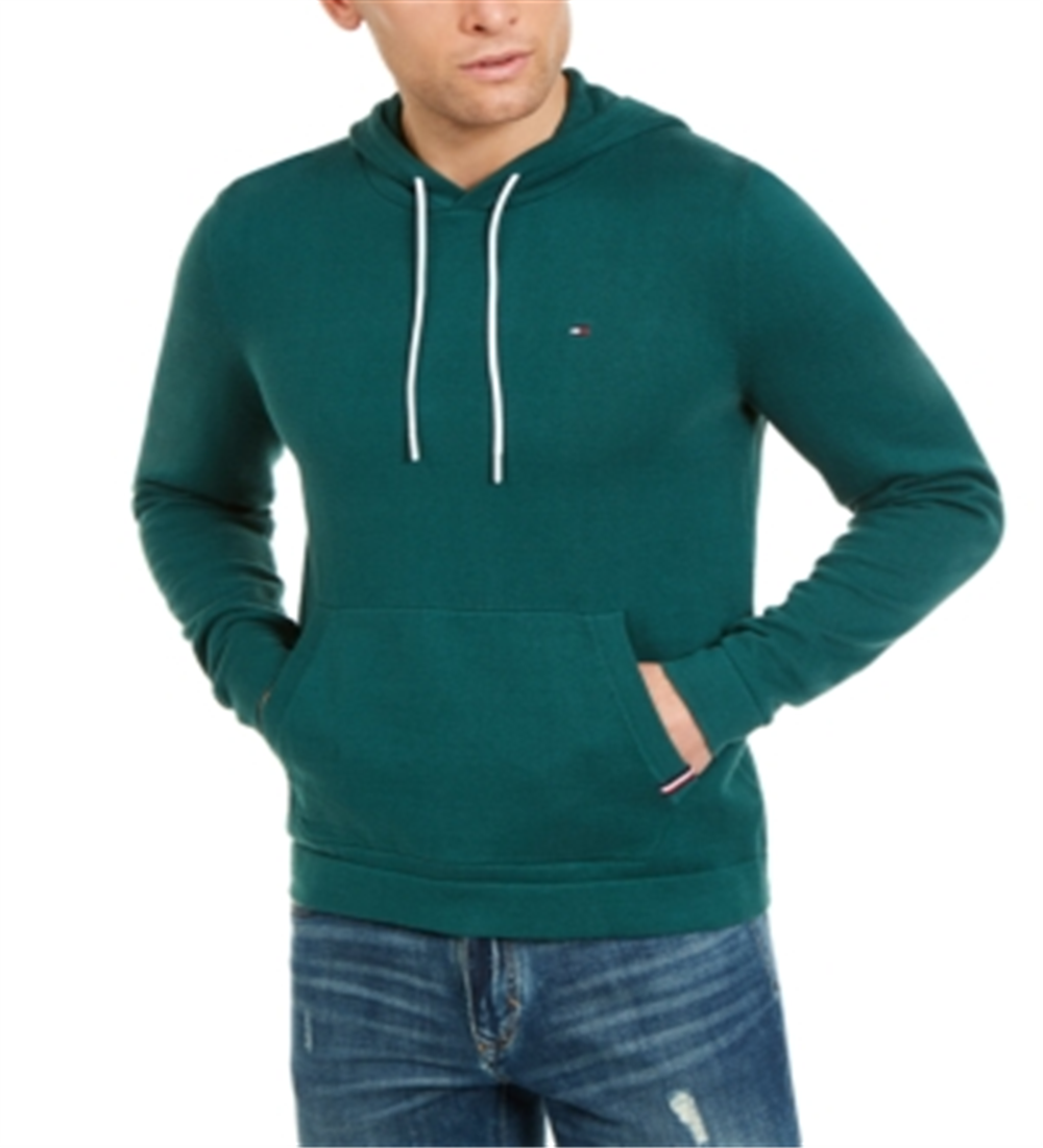 Tommy Hilfiger Men's Victor Regular Fit Solid Hoodie Green Size L