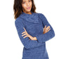 Style & Co Women's Pointelle Envelope Neck Sweater Blue Size PM