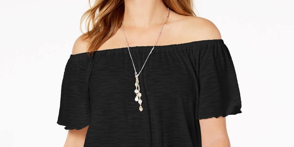 Style & Co Women's Convertible Off-The-Shoulder Top Black Size Small