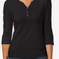 Karen Scott Women's Petite Cotton Henley Shirt Black Size Petite X-Large