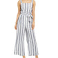 Charter Club Women's Striped Belted Jumpsuit -White Size 8