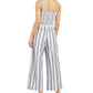 Charter Club Women's Striped Belted Jumpsuit -White Size 8