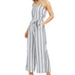 Charter Club Women's Striped Belted Jumpsuit -White Size 8