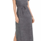 Style & Co Women's Textured Tie Waist Maxi Dress Grey Size Medium
