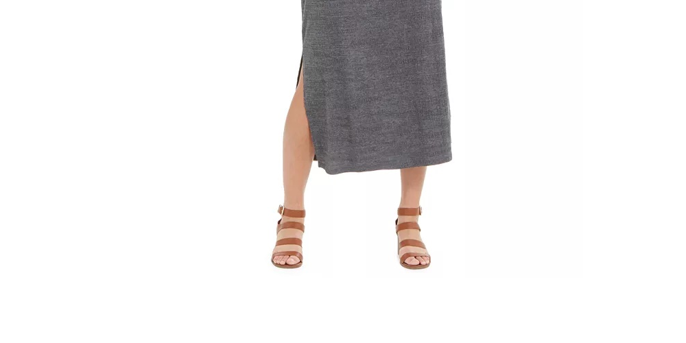 Style & Co Women's Textured Tie Waist Maxi Dress Grey Size Medium