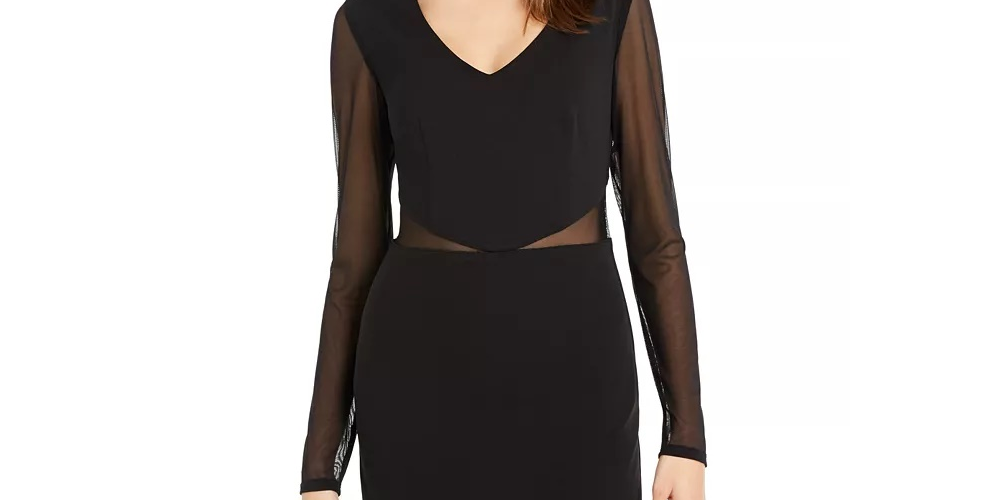 Teeze Me Women's Juniors Mini Illusion Scuba Dress Black Size 9