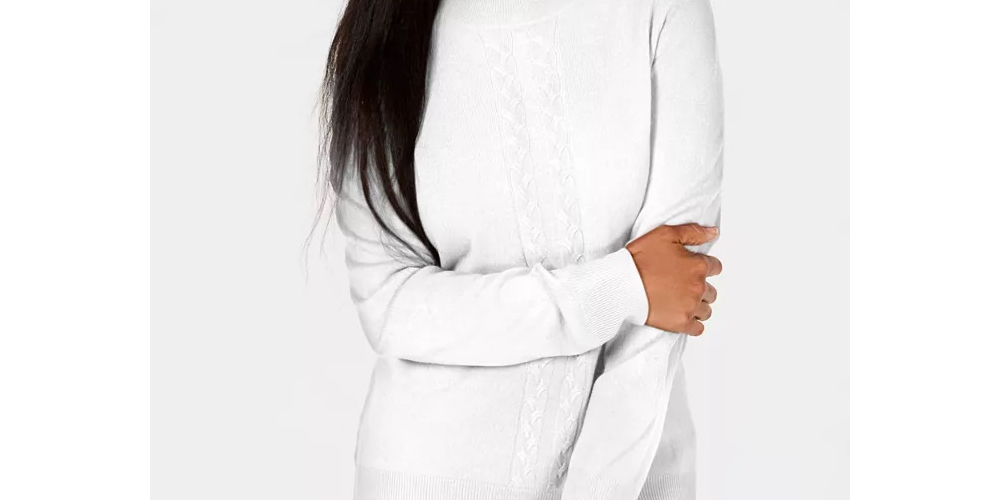 Karen Scott Women's Petite Cable-Knit Crewneck Sweater Pinkoverfl Size Petite Small