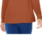 Calvin Klein Women's Mock-Neck Long-Sleeve Top Brown Size X-Large