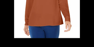 Calvin Klein Women's Mock-Neck Long-Sleeve Top Brown Size X-Large