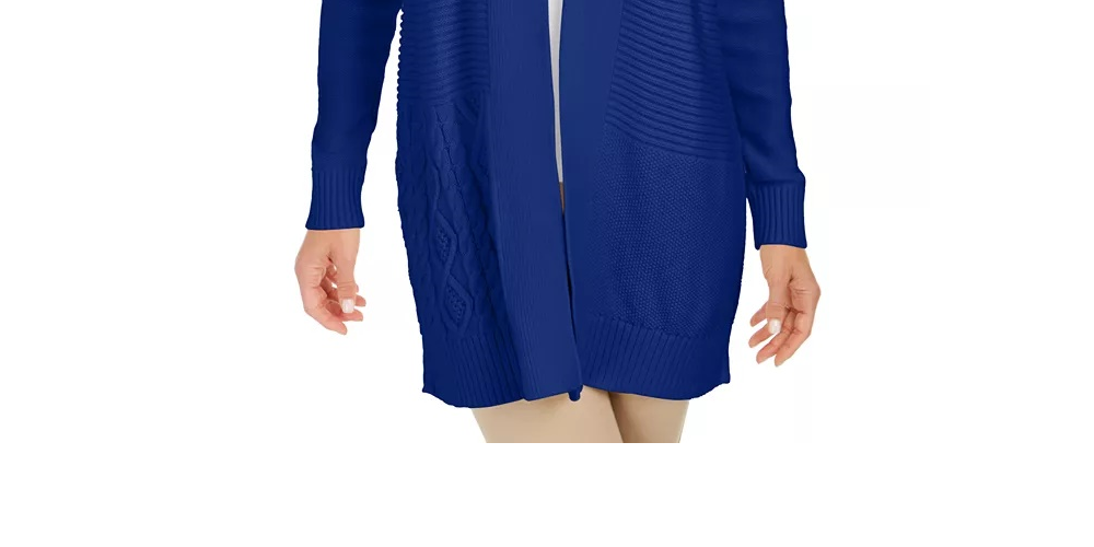 Charter Club Women's Patchwork Cardigan Blue Size XX-Large