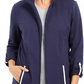 Karen Scott Women's Sport French Terry Ribbon-Trim Jacket Blue Size X-Small