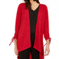 NY Collection Women's Petite Drawstring-Sleeve High-Low Sweater Red Size Petite Small
