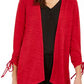 NY Collection Women's Petite Drawstring-Sleeve High-Low Sweater Red Size Petite Small