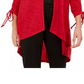NY Collection Women's Petite Drawstring-Sleeve High-Low Sweater Red Size Petite Small