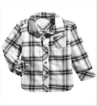 First Impressions Baby Boy's Cotton Plaid Shirt White Size 3-6MOS