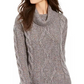Charter Club Women's Cowl-Neck Cable-Knit Glitter Sweater Gray Size Medium