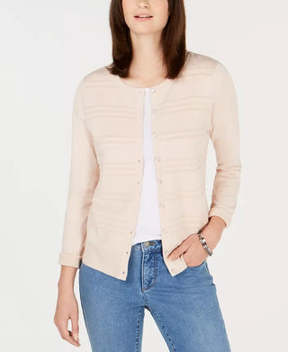 Charter Club Women's Petite Textured Cardigan Sweater Pink Size -PS