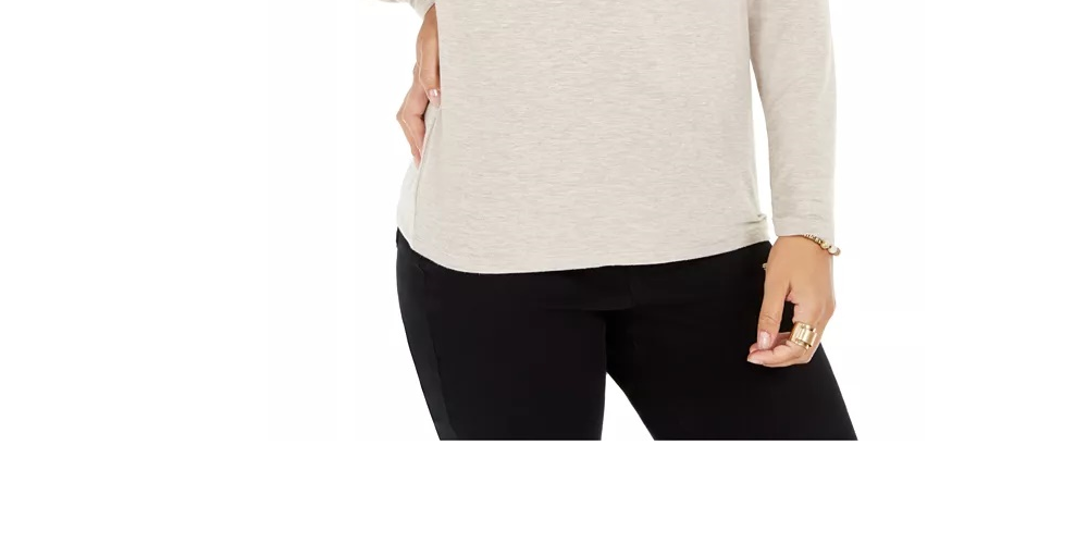 Style & Co Women's Petite Mock-Neck Top Green Size PM