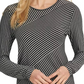 DKNY Women's Asymmetrical-Stripe Blouse Black Size X-Large