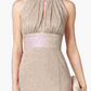 R & M Richards Women's Metallic Knit Keyhole Halter Gown Gold Size 10