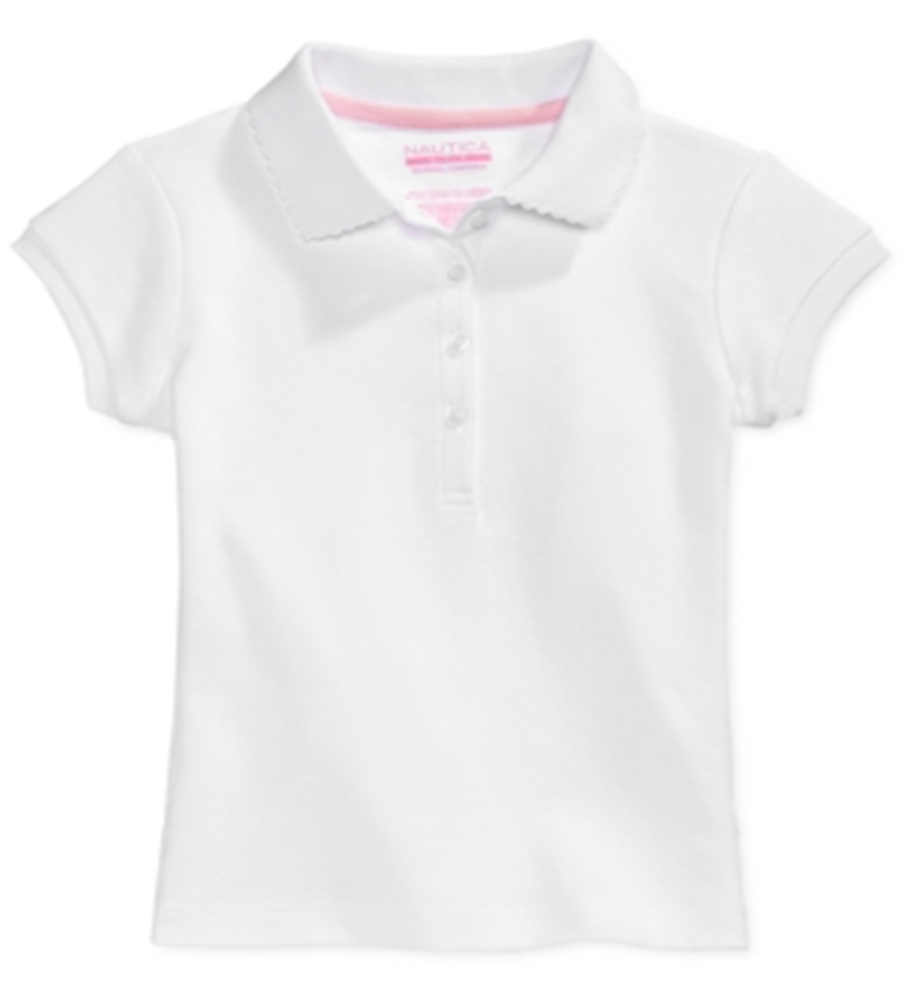 Nautica Girl's Interlock Polo Shirt White Size Medium