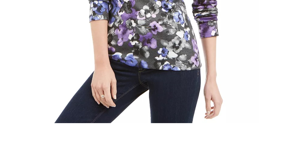 Karen Scott Women's Printed Scoop-Neck Top Blue Size Large