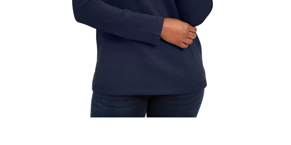 Karen Scott Women's Petite Funnel-Neck Top Black Size PL