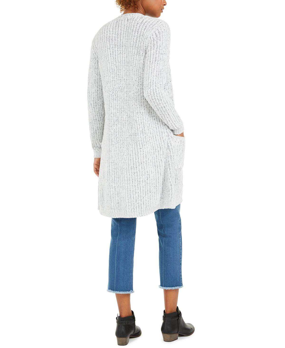 Style Co Women's Textured Open Front Long Sweater White Size XX-Large