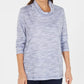 Karen Scott Women's Petite Funnel-Neck Space-Dyed Top Purple Size PS