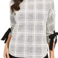 Charter Club Women's Petite Plaid Tie-Cuff Top Grey Size PS