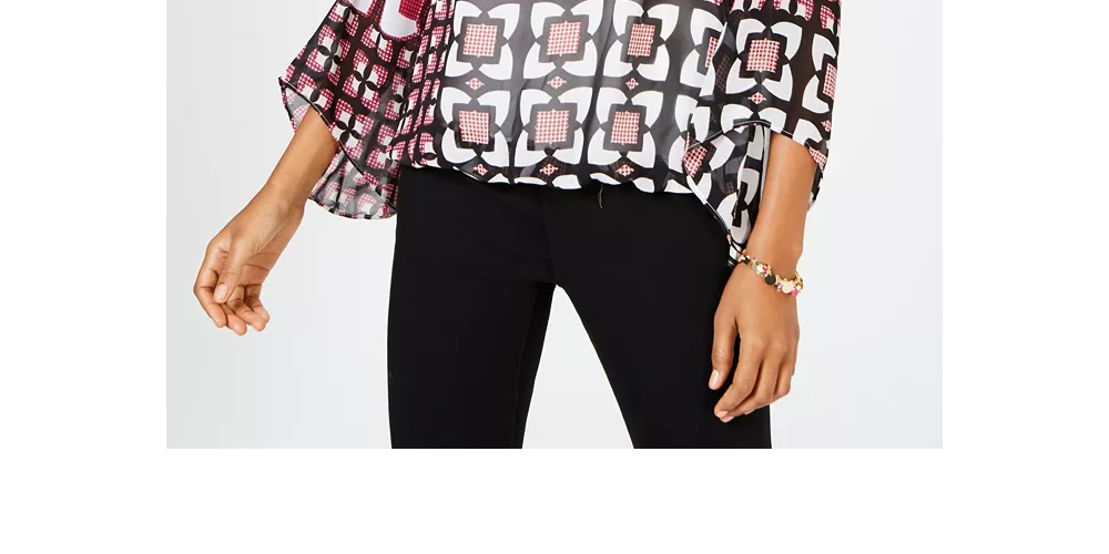 Alfani Women's Petites Banded Bottom Printed Top Pink Size Petite Small