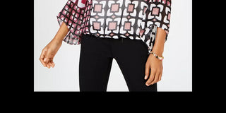 Alfani Women's Petites Banded Bottom Printed Top Pink Size Petite Small