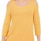 JM Collection Women's Cold-Shoulder Top Gold Size Small