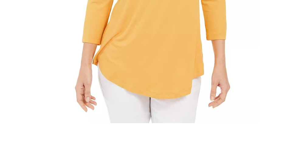 JM Collection Women's Cold-Shoulder Top Gold Size Small