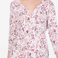 Karen Scott Women's Petite Floral-Print Henley Top White Size Petite Small