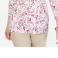 Karen Scott Women's Petite Floral-Print Henley Top White Size Petite Small