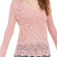 American Rag Women's Juniors' Pointelle-Knit Flared-Sleeve Sweater Pink Size Medium