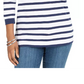 Charter Club Women's Cotton Lace-Up Grommet-Neck Tunic Blue Size XX-Large