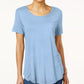 JM Collection Women's Petite Shirttail-Hem Top Blue Size Petite Small