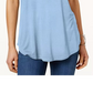 JM Collection Women's Petite Shirttail-Hem Top Blue Size Petite Small